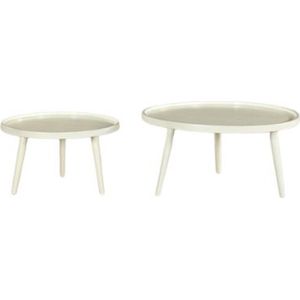 Zita Home Duo - Ronde Salontafel Set van 2 - Wit -Mangohout