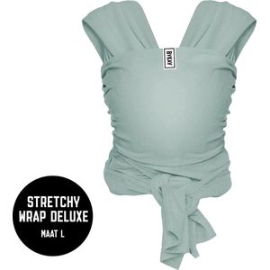 ByKay Stretchy Wrap Deluxe Ergonomische Draagdoek - Rekbare Draagdoek voor Newborn tm 18kg - 100% Organisch Katoen - Buik- en Heupdragend - Minty Grey - Maat L