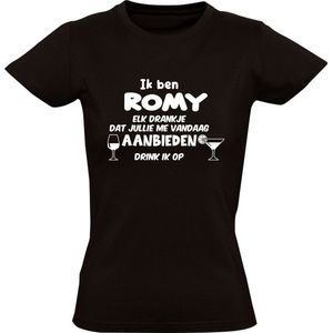 Ik ben Romy, elk drankje dat jullie me vandaag aanbieden drink ik op Dames T-shirt - feest - drank - alcohol - bier - festival - kroeg - cocktail - wijn - vriend - vriendin - jarig - verjaardag - cadeau - humor - grappig