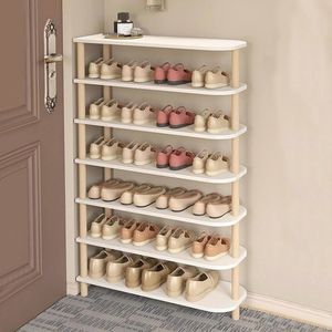 Massief houten schoenenrek organiser voor smalle ruimtes - 7 lagen schoenenopslag