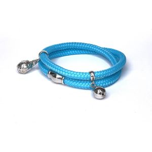 NIEUW - Jolla - dames wikkelarmband - zilver - touw - bedels -  Charm Rope - Blauw
