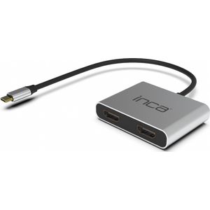 BasicTeQ: Inca ITPC-4T interface hub USB 3.2 Gen 1 (3.1 Gen 1) Type-C Aluminium. Usb c hub - Usb hub - 4K Ultra HD - HDMI - USB 3.0 - 2024 -100 Watt opladen - High End - Space Grey