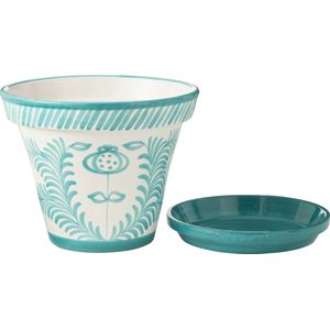 J-Line bloempot Granada Handmade + Painted - keramiek - aqua - extra large - Ø 50 cm