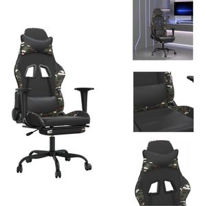 vidaXL Gamingstoel - Gamingstoelen - Televisiestoel - Racingstoel - Gamestoel met voetensteun kunstleer zwart en camouflage