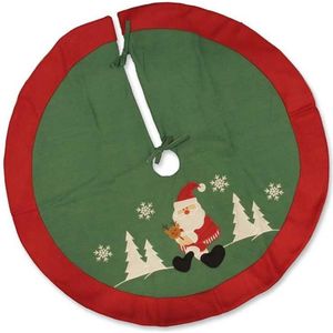 Unique Living - Jolly Christmas treeskirt groen santa -Diameter 90 - Kerstboomkleed