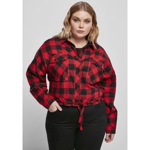 Urban Classics - Short Oversized Check Blouse - 5XL - Zwart/Rood