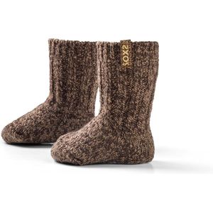 SOXS® Wollen baby sokken | SOX3647 | Bruin | Kniehoogte | Maat 19-29 | Antislip | Lovely panther label