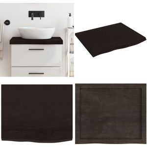 vidaXL Wastafelblad 60x50x(2-6) cm behandeld massief hout donkerbruin - Wastafelblad - Wastafelbladen - Blad Voor Wastafel - Tafelblad