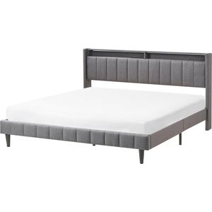 BEAULIEU - Tweepersoonsbed met opbergruimte - Donkergrijs - 180 x 200 cm - Stof