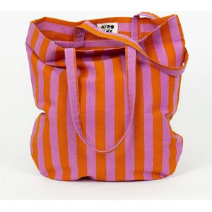 A World of Craft - Randa Shopper Tas - roze/oranje gestreept - Fairtrade