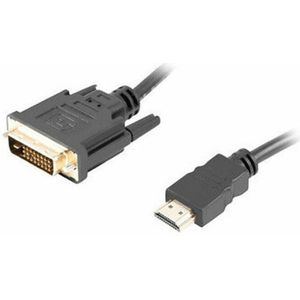 Lanberg HDMI(M)->DVI-D(M)(24+1) - KABEL 1,8M - ZWART - DUAL LINK MET VERGULDE 4K CONNECTOREN