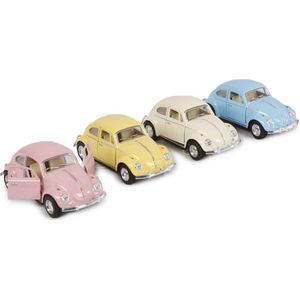 VW classical Beetle 1967 pastelkleur, metaal met pull-back motor (per stuk)