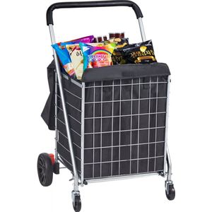 Retail Trends Boodschappentrolley - boodschappenwagen - boodschappenkar - winkelwagen - met 4 wielen - uitneembare tas - opvouwbaar - zwart