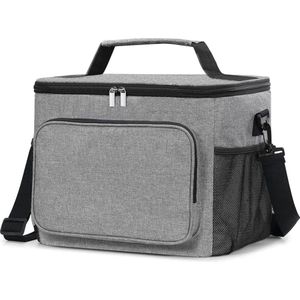 10L kleine koeltas, opvouwbare lunchtas, geïsoleerde tas, thermische tas voor onderweg, lunch, lunchbox, kantoor, werk, school, grijs