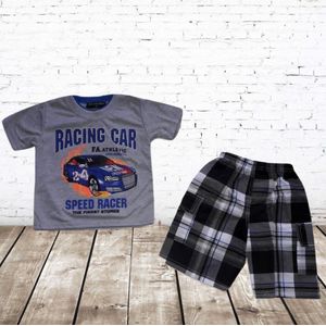 Shirt en korte broek racing grijs -s&C-98/104-Complete sets