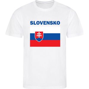 Slovakije - Slovakia - Slovensko - T-shirt Wit - Voetbalshirt - Maat: 158/164 (XL) - 12 - 13 jaar - Landen shirts