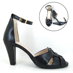 Stravers - Peeptoe Pumps met Bandje Maat 35 Kleine Maten Sandalen met Hakken