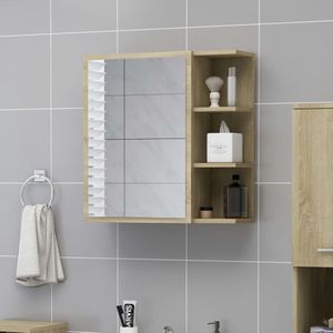 The Living Store Spiegelkast Sonoma Eiken Wandmontage - 62.5 x 20.5 x 64 cm