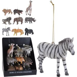 Hangdecoratie - Kersthangers - Safari - Set van 9 verschillende dieren - 12cm