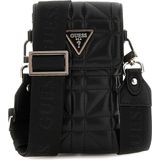GUESS Schoudertas Telefoontasje Latona Flap Chit Chat Phone Bag Black Zwart