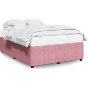 vidaXL - Bedframe - fluweel - roze - 160x200 - cm