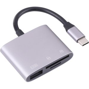 3 - IN 1 USB-C naar USB + SD + Micro SD / RF kaartlezer adapter kabel - geschikt voor o.a. Macbook, Laptop en Android - grijs
