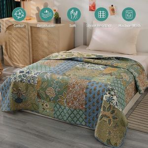patchwork vintage gewatteerde patchworkdeken van katoen met 2 kussens set