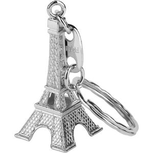 Sleutelhanger eiffeltoren -Figuur - Parijs - Eifeltoren metaal - Beeldje Frankrijk - Zilver - 4 cm