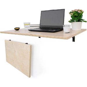 Stabiele Wandklaptafel Van Massief Hout - Ruimtebesparende - Opvouwbare Keukentafel - Zwevend Bureau - Gelamineerd MDF Klaptafel