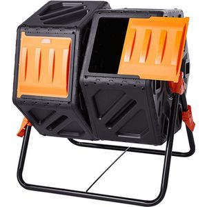 Useme - Professionele Compostmolen Duo - 2 x 70 Liter - Oranje - Compostbak - Compostvat - Composttrommel - Compostbak tuin