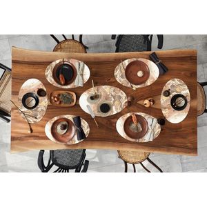Placemats ovaal - Onderleggers - Ovale placemats - Kristallen - Geel - Graniet print - 10 stuks