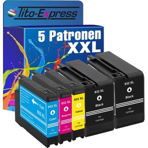 Tito-Express 5x inkt cartridge alternatief voor HP 932XL HP 933 XL HP OfficeJet 6100 6600 6700 7110 7510 7600 7610 7612