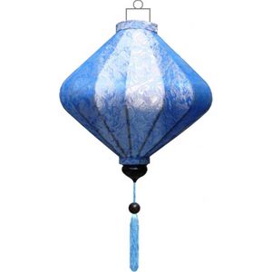 Blauwe zijden Japanse lampion lamp diamant D-BL-62-S