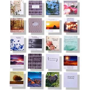 Cards& Crafts 20 Luxe Condoleance wenskaarten Set - Oprechte Deelneming - 12x11cm - Gevouwen kaart met envelop