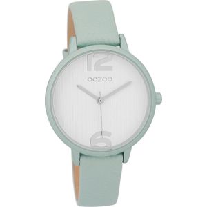 Licht blauwe OOZOO horloge met licht blauwe leren band - C9577