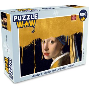 Puzzel Vermeer - Meisje met de parel - Goud - Legpuzzel - Puzzel 500 stukjes