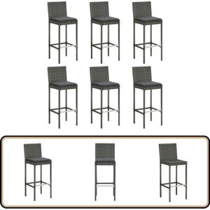 vidaXL Barkrukken 6 st met kussens - Grijs Barstoelen - Barkrukken - Tuinmeubilair - Outdoor Meubels - Eetkamer Stoelen