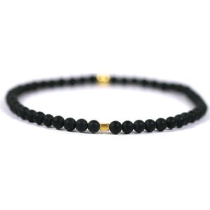 Heren armband goud edelsteen matte onyx 4mm - Ibizamen 21cm