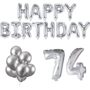 74 jaar Verjaardag Versiering Ballon Pakket Zilver