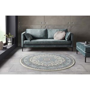 Perzisch tapijt rond Parun Täbriz- crème/blauw 160 cm rond