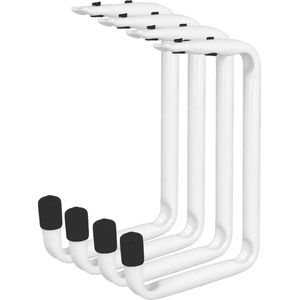Amig Garage/fiets plafond ophanghaken - 4x - metaal - wit - H15 cm x B11 cm