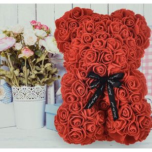 Rozen beer | 25cm | liefde | valentijns cadeau | moederdag | kunstrozen | rood | inclusief giftbox