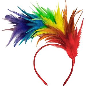 Regenboogveren Fascinator-haarband voor bruiloften, carnaval en feestjes