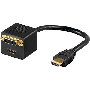 HDMI (m) - DVI-D Dual Link + HDMI (v) splitter - 0,10 meter