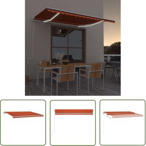 The Living Store Luifel automatisch met LED windsensor 400x300 cm oranje bruin - Buitenuilufels - Elektrische Luifel - Zonnezegel - Tuinzomer - Veranda