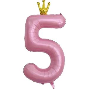 Roze Ballon 5st Jaar Verjaardagsfeestje Decoratie Kroon Kid Party Bruiloft Ballen Baby Shower Speelgoed Gift Folie Ballon globos-40 inch