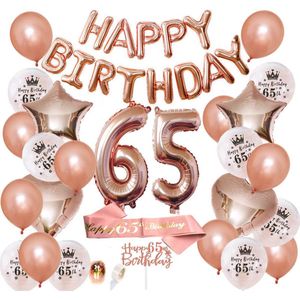 Joya Beauty® 65 Jaar Verjaardag Versiering | Roségoud | Versiering Verjaardag | Feestversiering | Feestpakketten | Feestversiering Pakketten