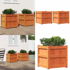 vidaXL Plantenbakken 2 st cm massief grenenhout wasbruin - Plantenbak - Plantenbakken - Bloempot - Bloembak
