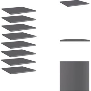 vidaXL Wandschappen - Hoogglans grijs - Spaanplaat - 40 x 40 x 1.5 cm (B x D x H) - Set van 8 - Wandsteun
