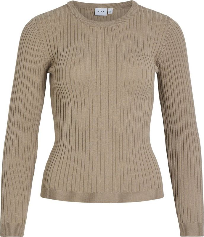Vila Trui Vimullie O-neck Rib Knit Top/pb 14103412 Savannah Tan Dames Maat - L